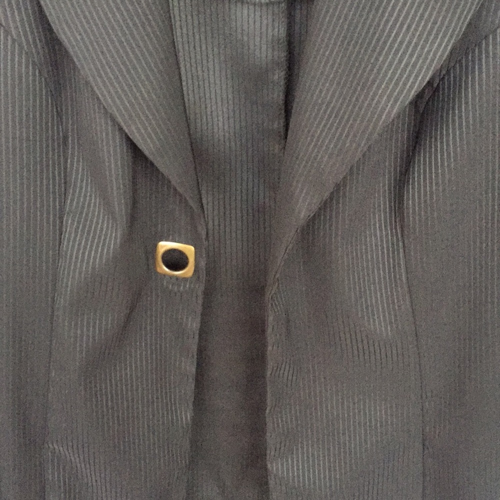 Dawn Joy Black Pinstriped Coat - Picture 2 of 6